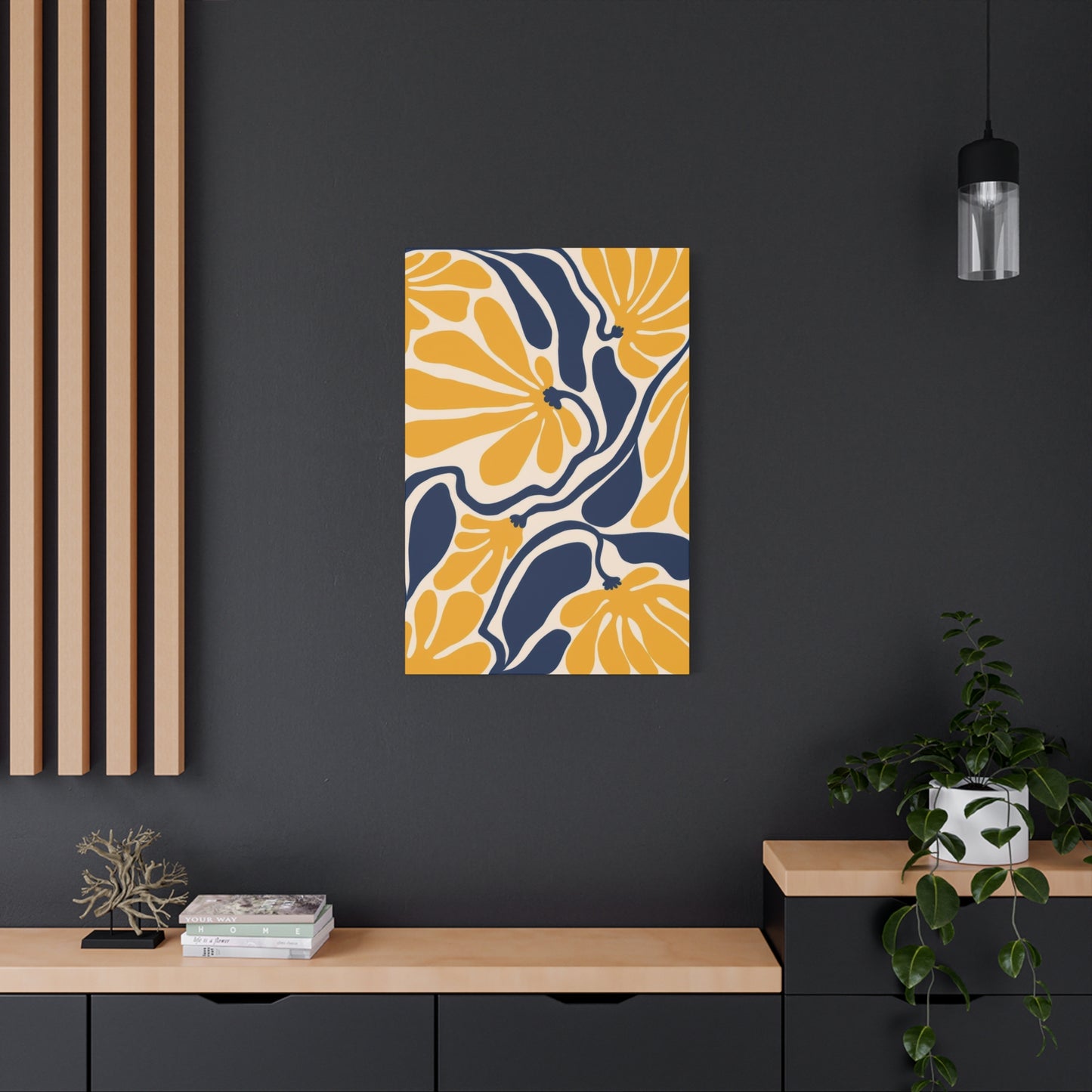 Blue Yellow Flower Abstract Colorful Wall Art & Canvas Prints