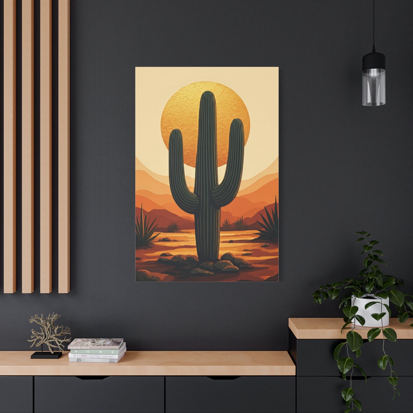 Golden Sun Desert Saguaro Landscape Wall Art & Canvas Prints