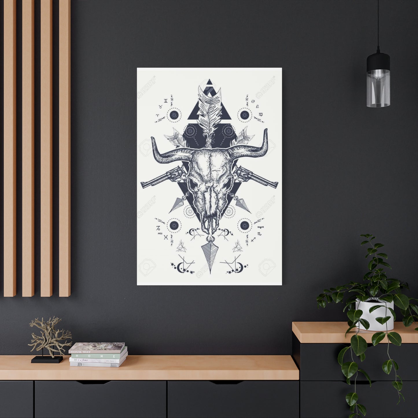 Guns And Skull Drawing Wall Art & Canvas Prints