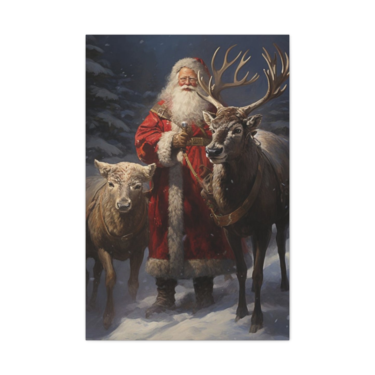 Santa Claus And Reindeer Wall Art & Canvas Prints