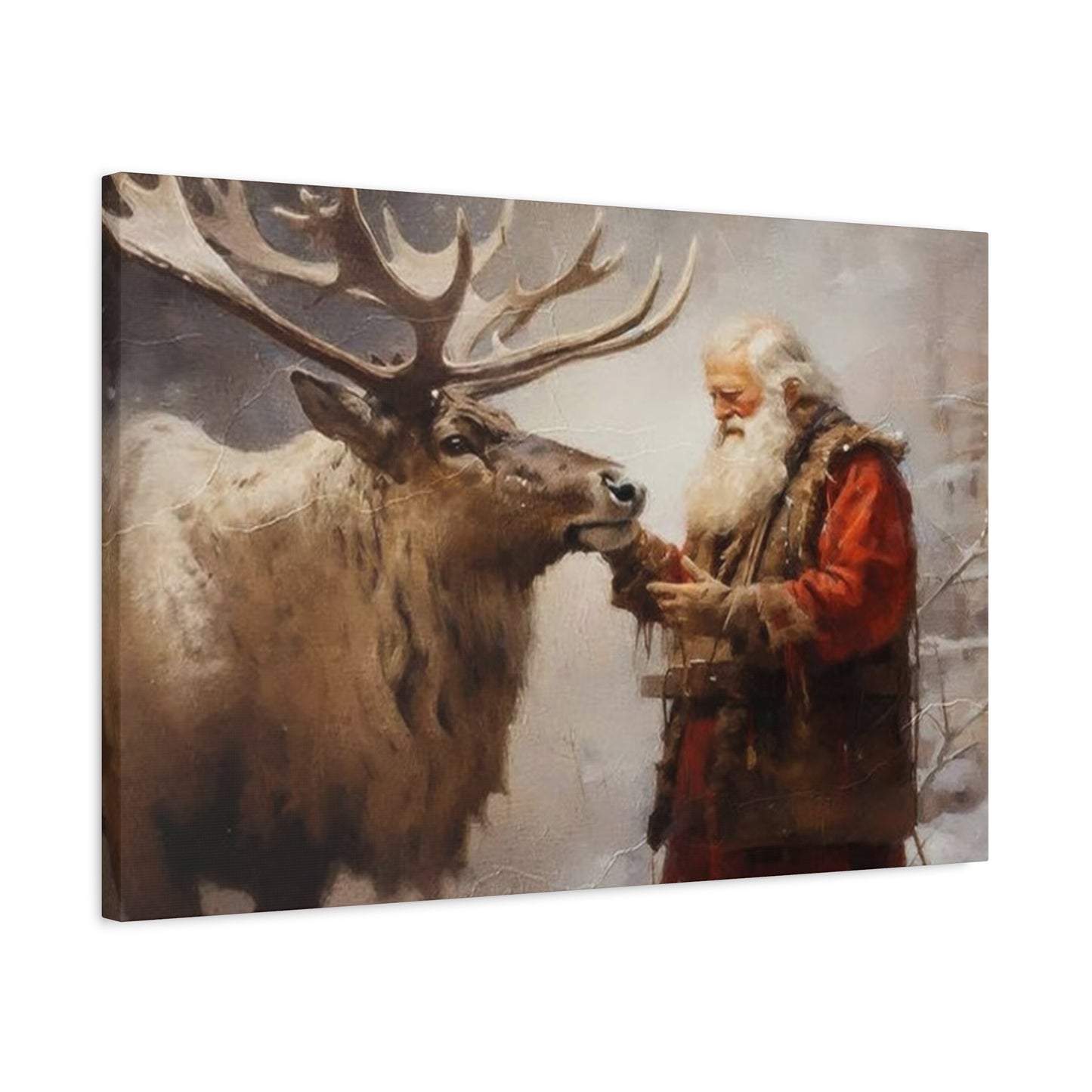 Santa Claus With Reindeer Wall Art & Canvas Prints