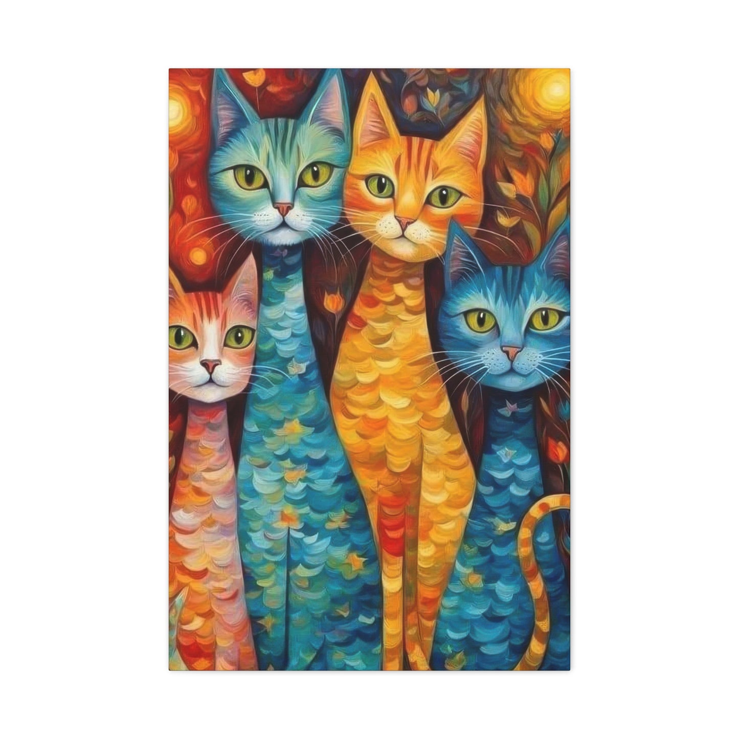 Cat Family Colorglow Wall Art & Canvas Prints