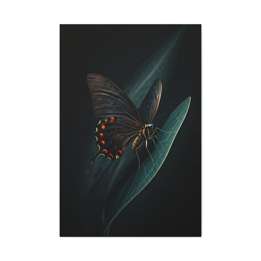 Dark Swallowtail Butterfly on Leaf Wall Art & Canvas Prints