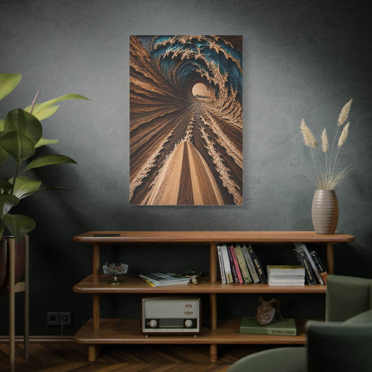 Wooden Barrel Tunnel Surf View Wall Art & Canvas Print