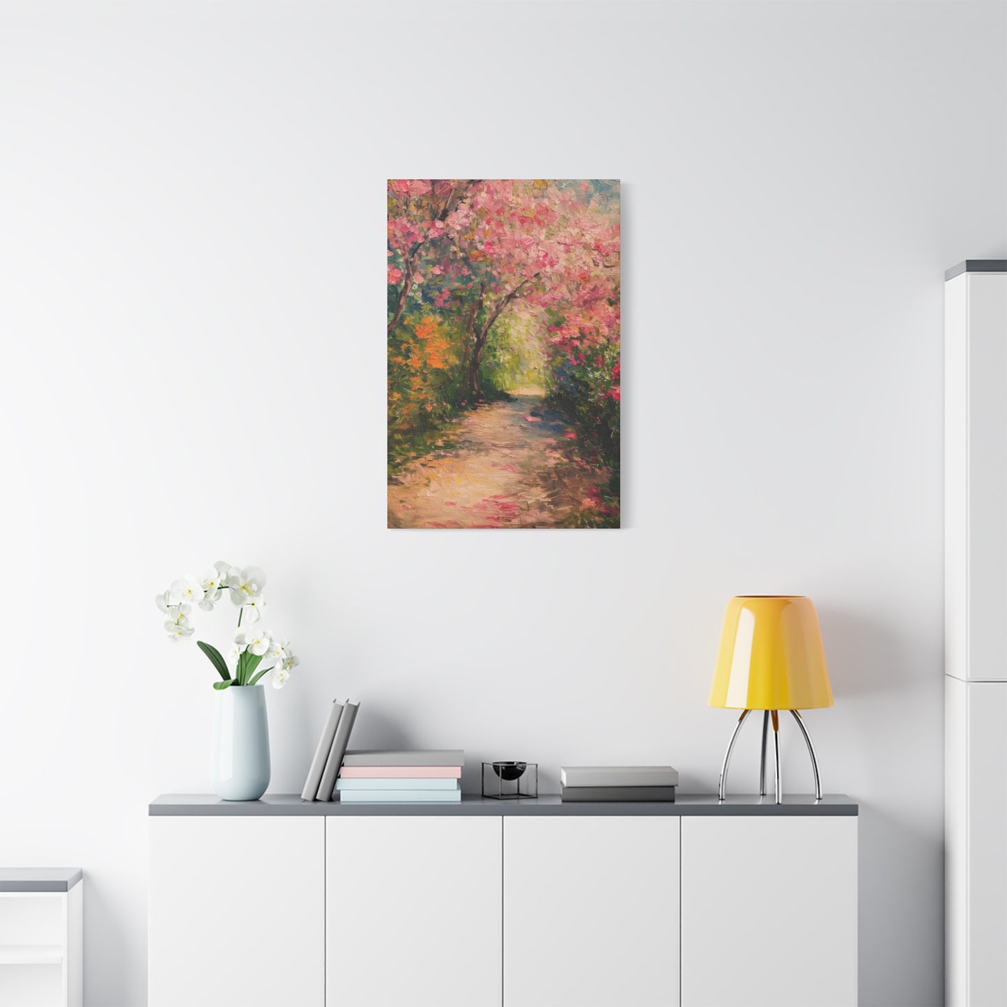 Pathway Pink Colorful Flowers Wall Art & Canvas Prints