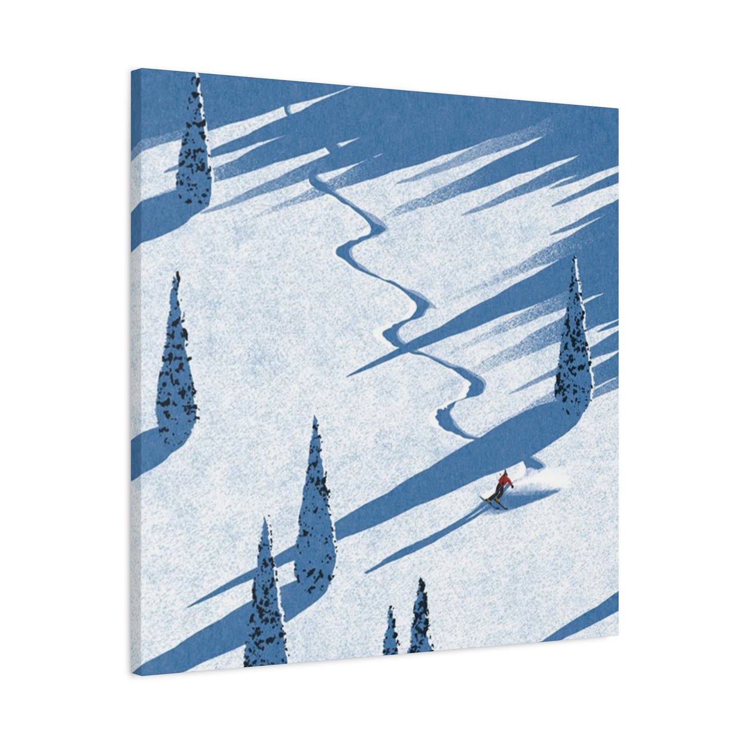 Skiing In White Snow Painting Wall Art & Canvas Prints