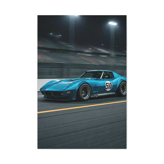 1970 Chevrolet Corvette C3 Pit Lane Under Lights Wall Art & Canvas Prints