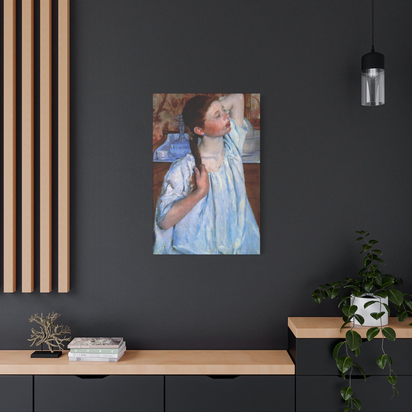 Girl Arraigning Her Hair Impression Wall Art & Canvas Prints