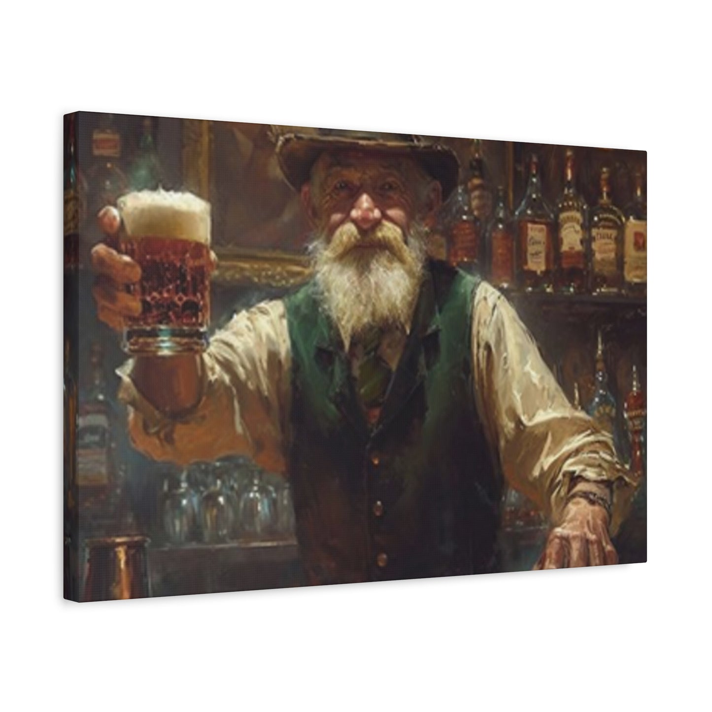 Old Man At Bar Painting Wall Art & Canvas Prints