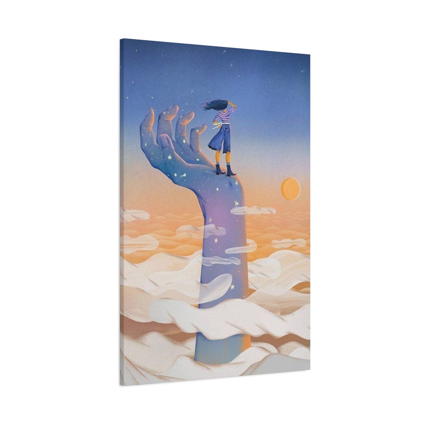 Girl On A Hand Wall Art & Canvas Prints