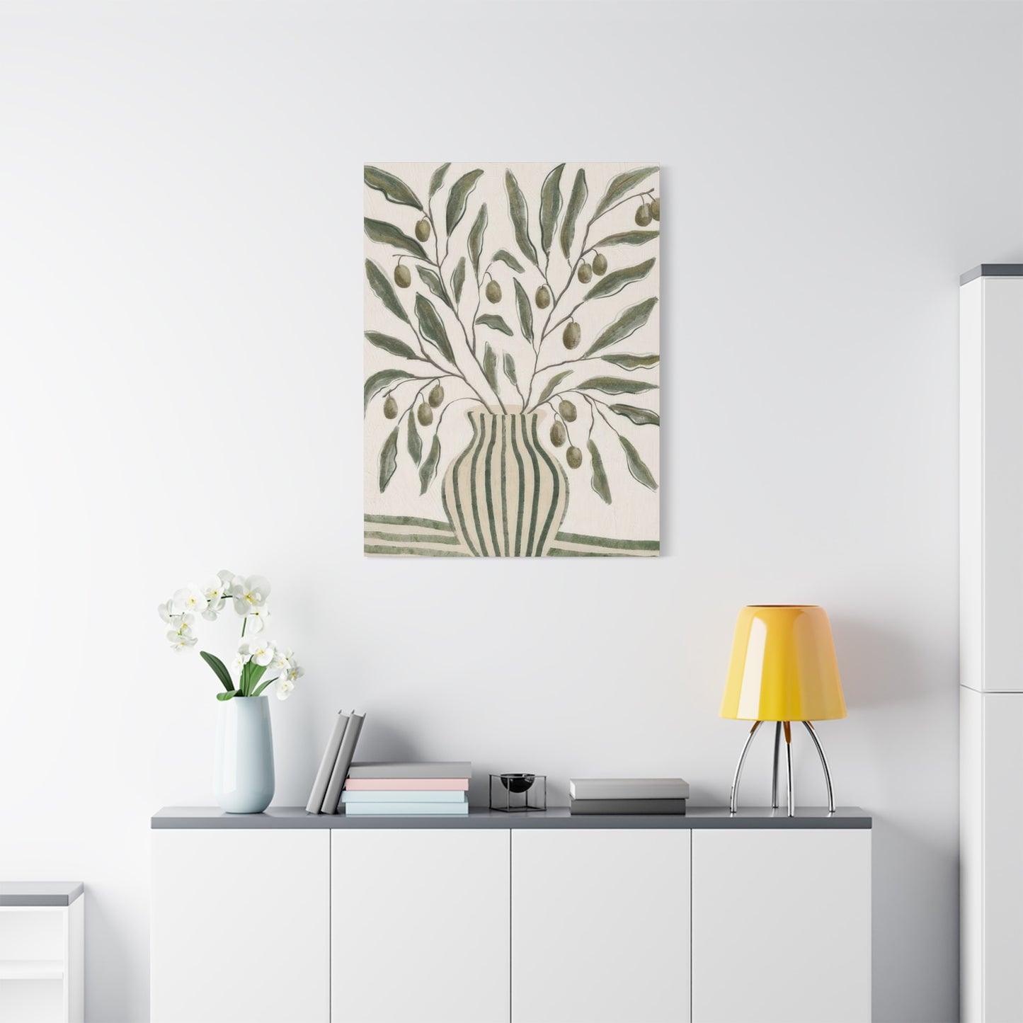 Green Striped Vase Wall Art & Canvas Prints