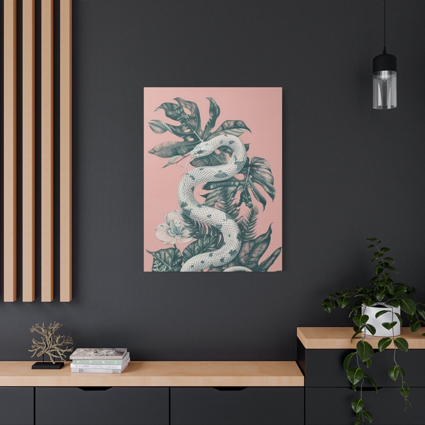 White Snake On Leaves Wall Art & Canvas Prints