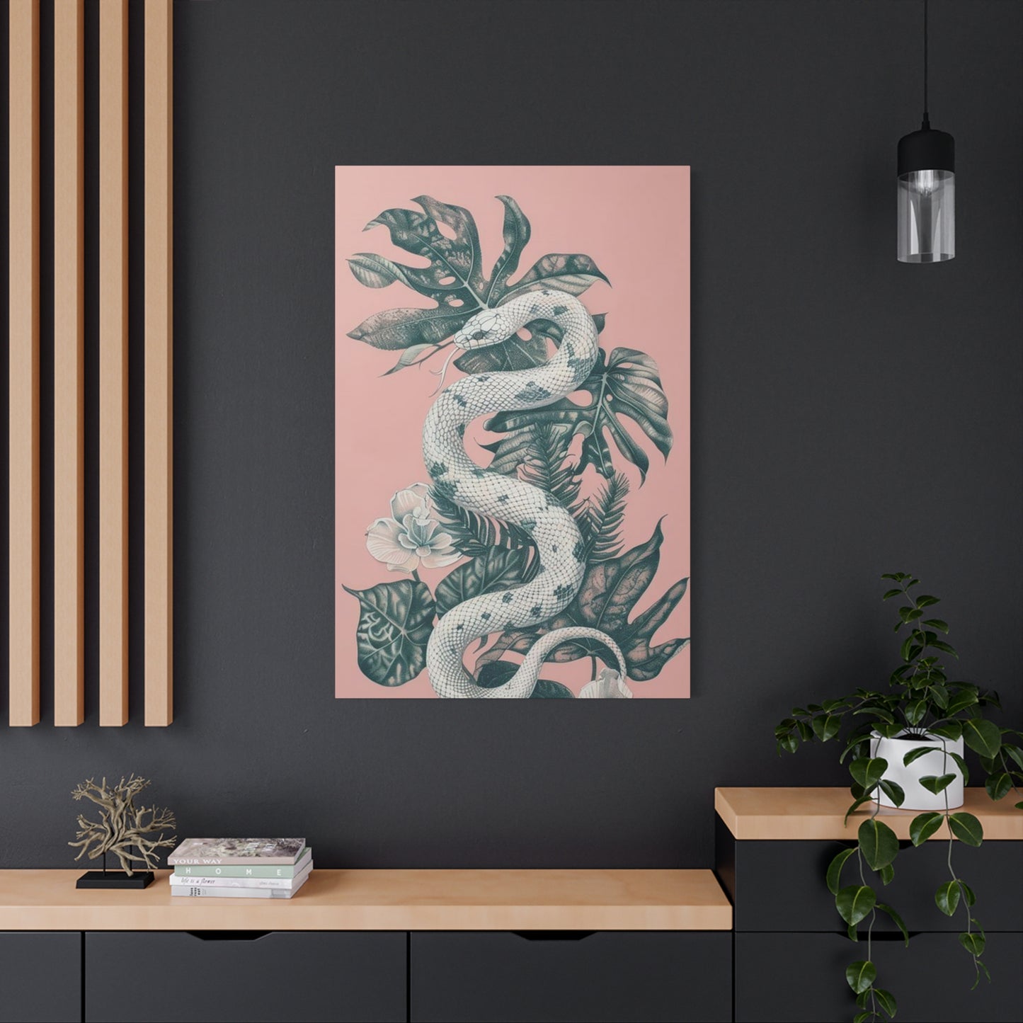 White Snake On Leaves Wall Art & Canvas Prints