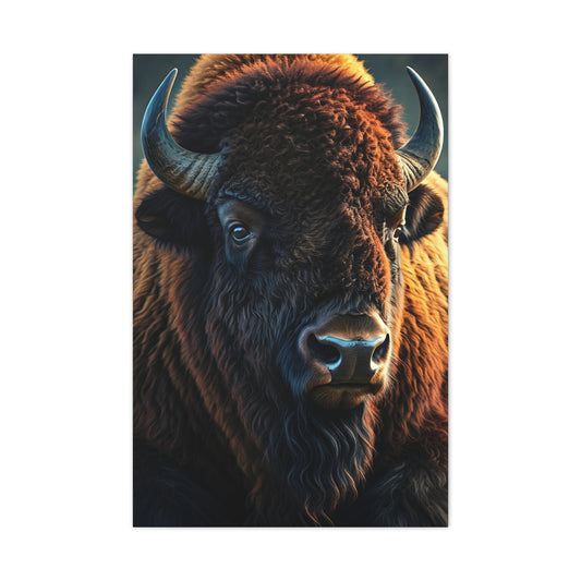 Cinematic Three-Quarter Angle American Bison Portrait Wall Art & Canvas Print