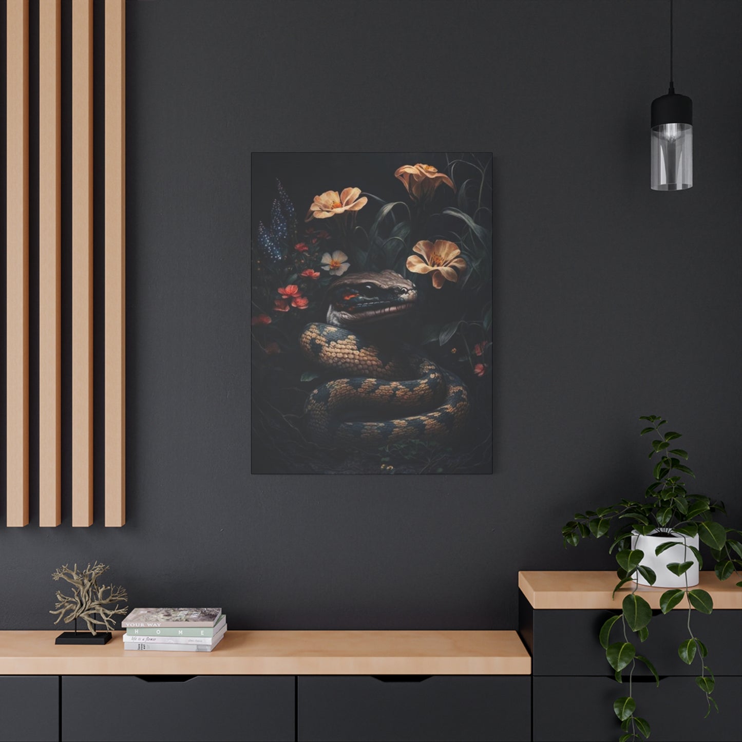 Snake With Flower Wall Art & Canvas Prints