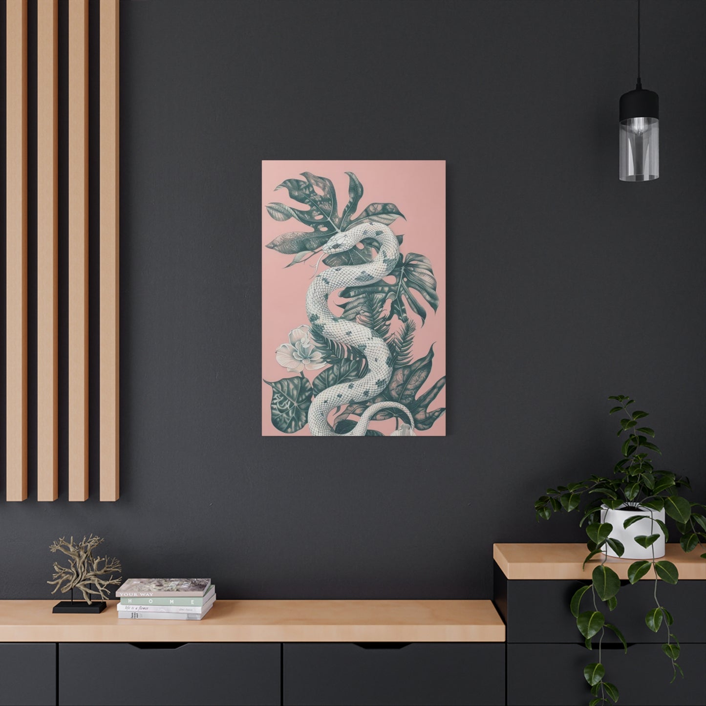 White Snake On Leaves Wall Art & Canvas Prints