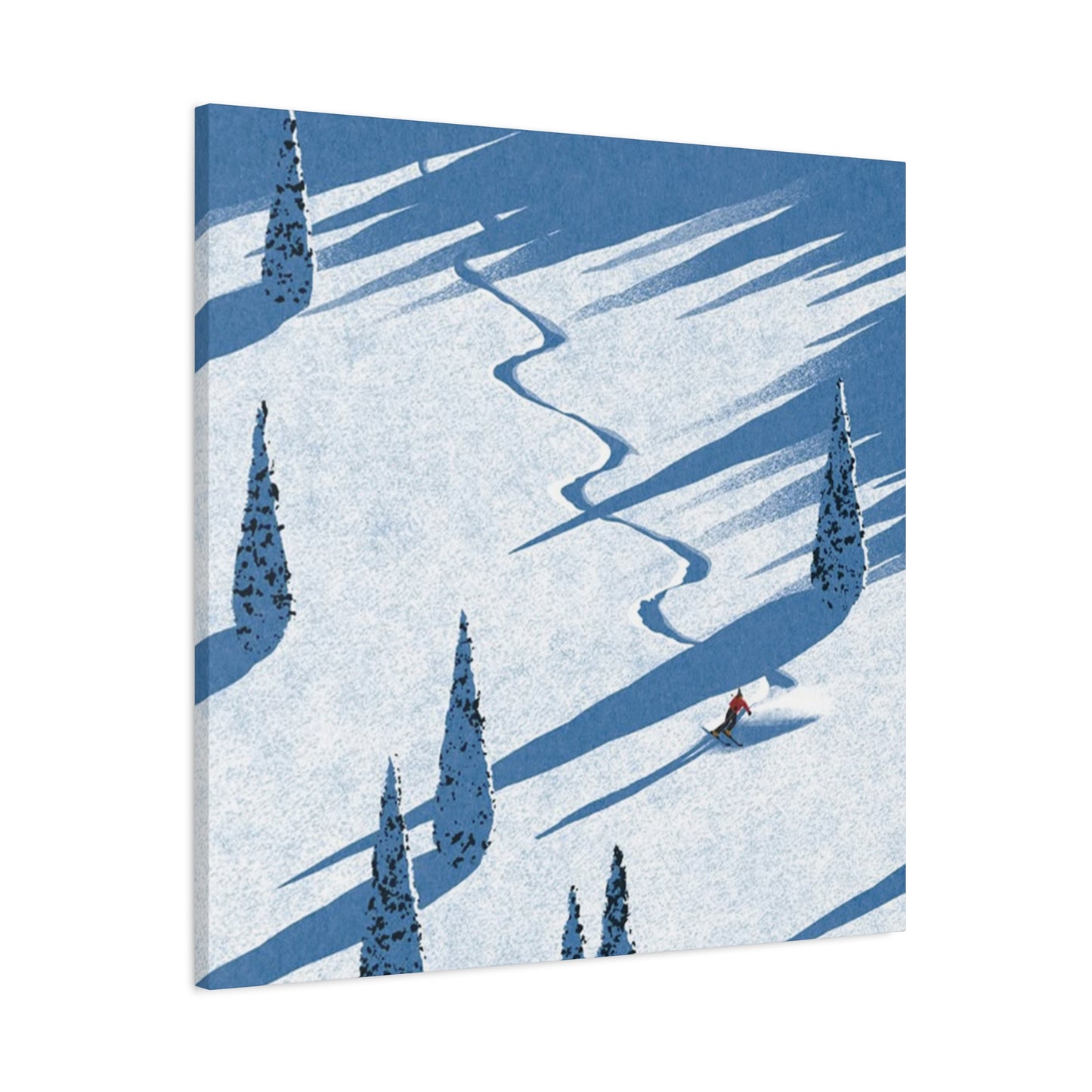 Skiing In White Snow Painting Wall Art & Canvas Prints