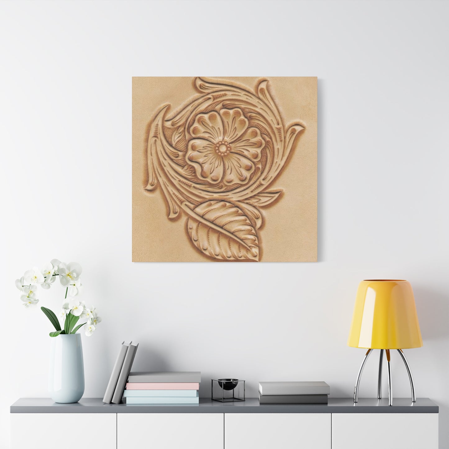 Flower On Leather Wall Art & Canvas Prints