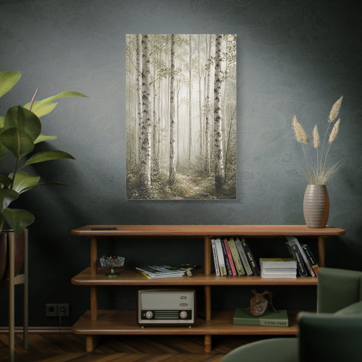 Soft Birch Forest Pathway Trees Wall Art & Canvas Print