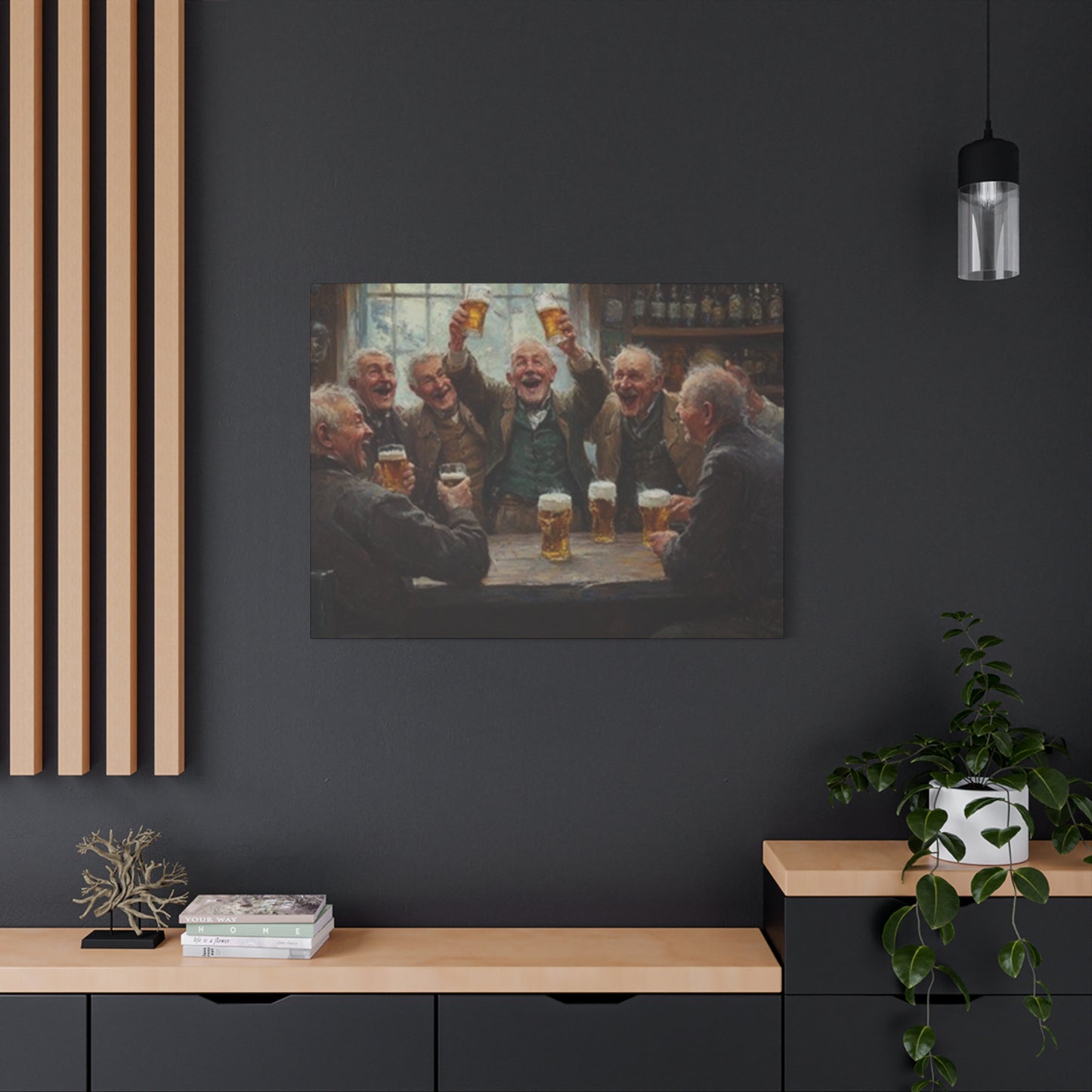 Old People Enjoying Drinks Painting Wall Art & Canvas Prints