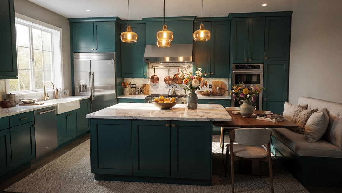 Eye-Catching Teal Kitchen Decor Ideas to Blend Modern Style with Cozy Warmth