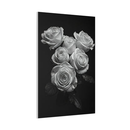Classic White Rose Bouquet Monochrome Wall Art & Canvas Prints