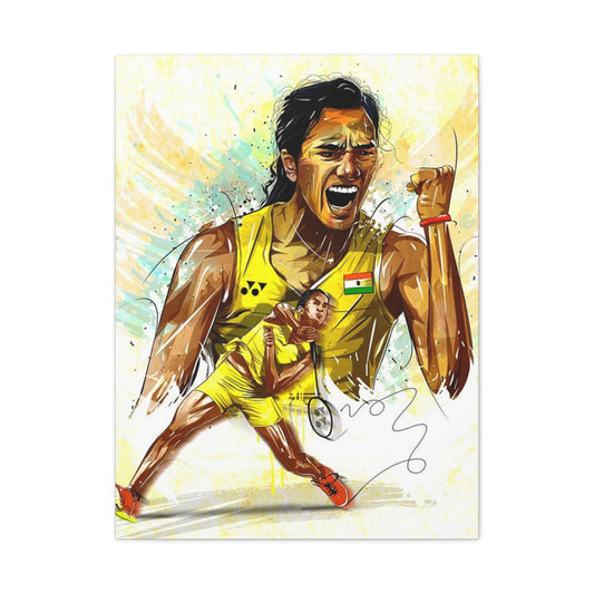 Abstract Badminton Player PV Sindhu Poster Wall Art & Canvas Prints
