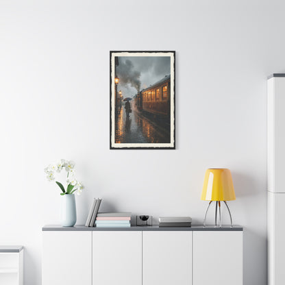 Rainy Train Platform Nostalgia Scene Wall Art & Canvas Print