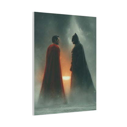 Batman vs Superman Foggy Standoff Poster Wall Art & Canvas Print