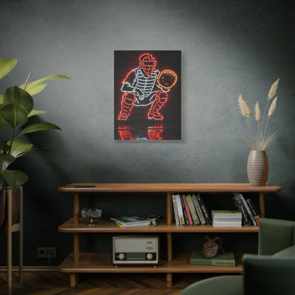 Neon Catcher Sign Sports Wall Art & Canvas Print