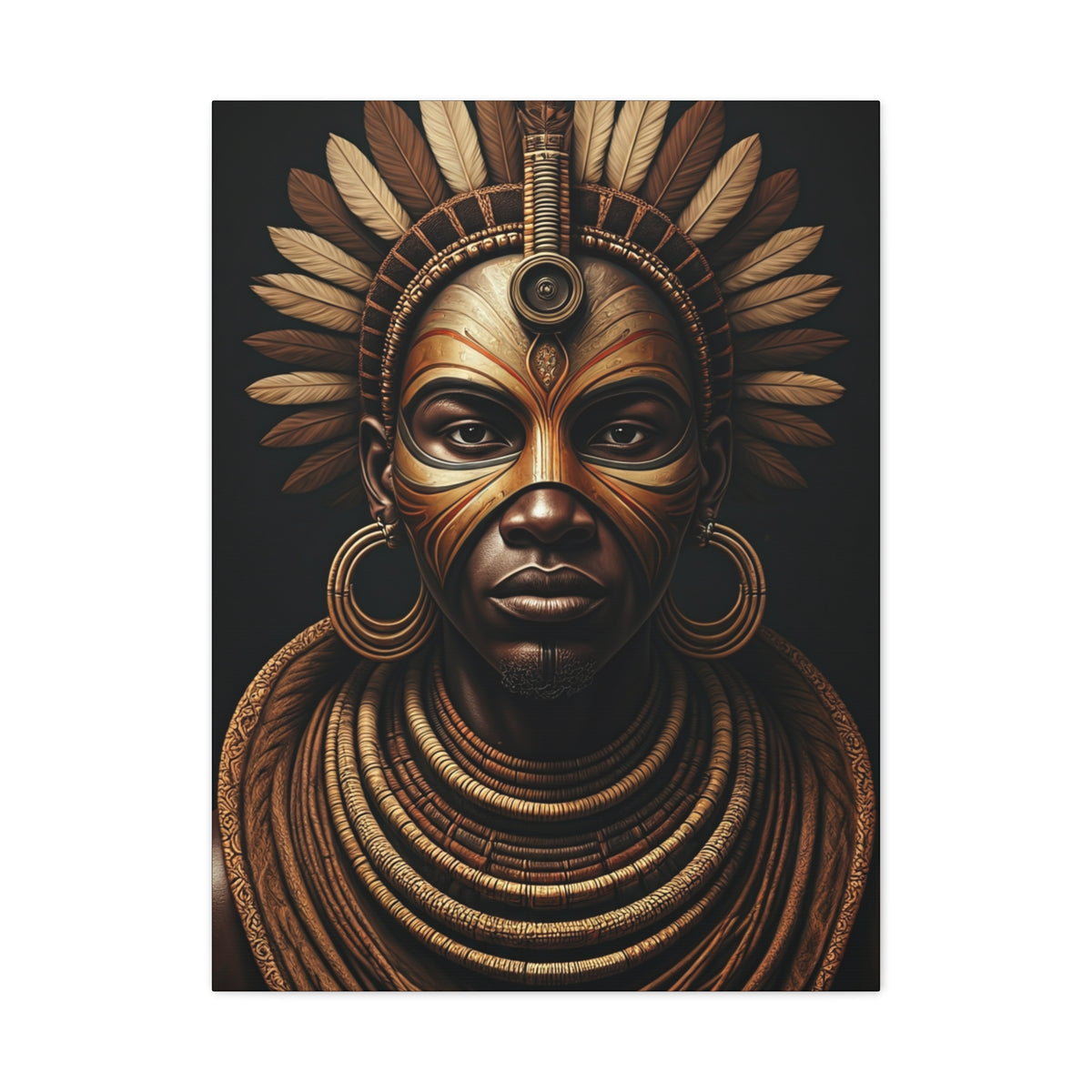 Golden Tribal Empress Portrait Wall Art & Canvas Prints