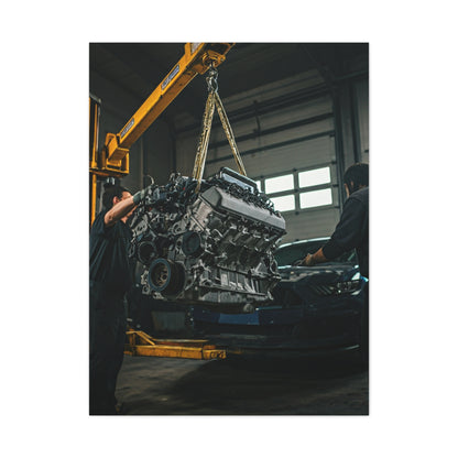 Ford Mustang Shelby GT350 Engine Installation Scene Wall Art & Canvas Prints