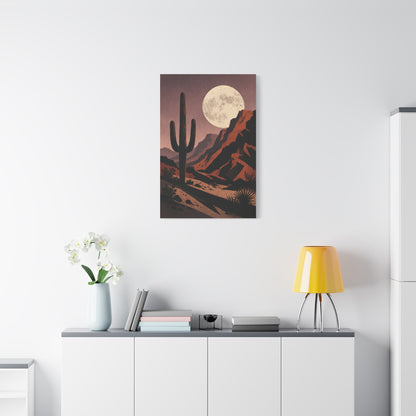 Desert Moonrise Cactus Landscape Wall Art & Canvas Print