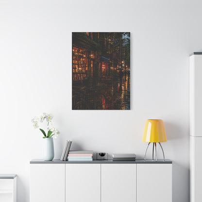 Greenwich Village Rainy Bookstore Scene Wall Art & Canvas Print