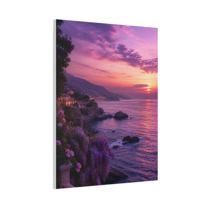 Violet Coastal Sunset Landscape Wall Art & Canvas Print