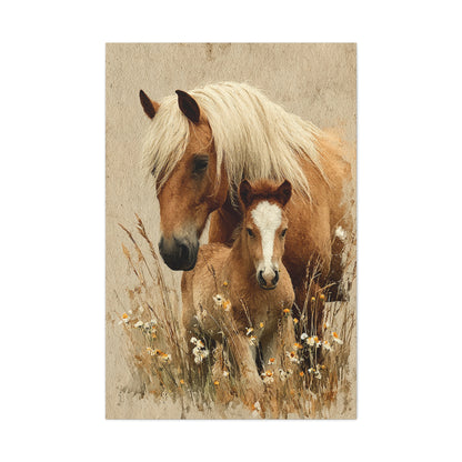 Mare and Foal Tender Bond Wall Art & Canvas Print