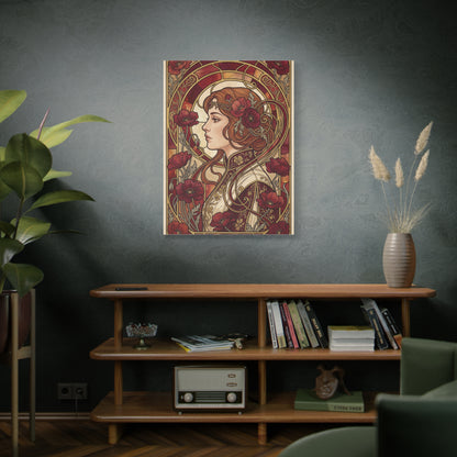 Art Nouveau Red Poppy Muse Portrait Wall Art & Canvas Print