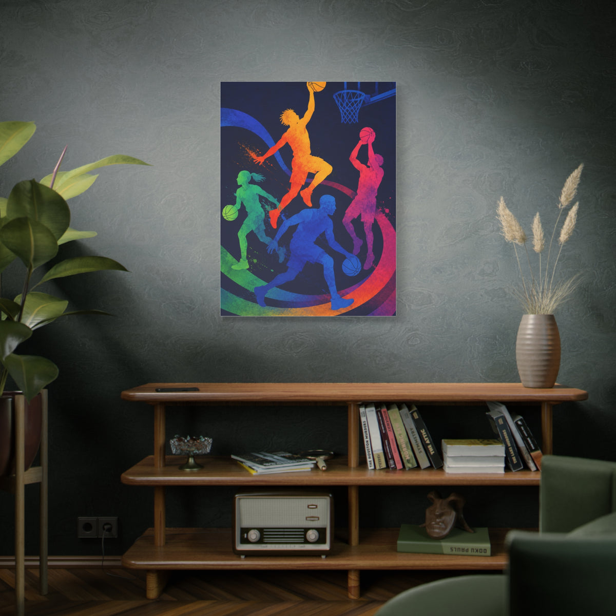 Rainbow Basketball Motion Sports Wall Art & Canvas Print