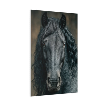 Black Horse Frontal Portrait Wall Art & Canvas Print