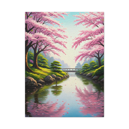 Sakura River Garden Reflection Wall Art & Canvas Prints