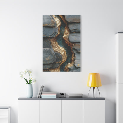 Black and Gold Abstract River Texture Wall Art & Canvas Print