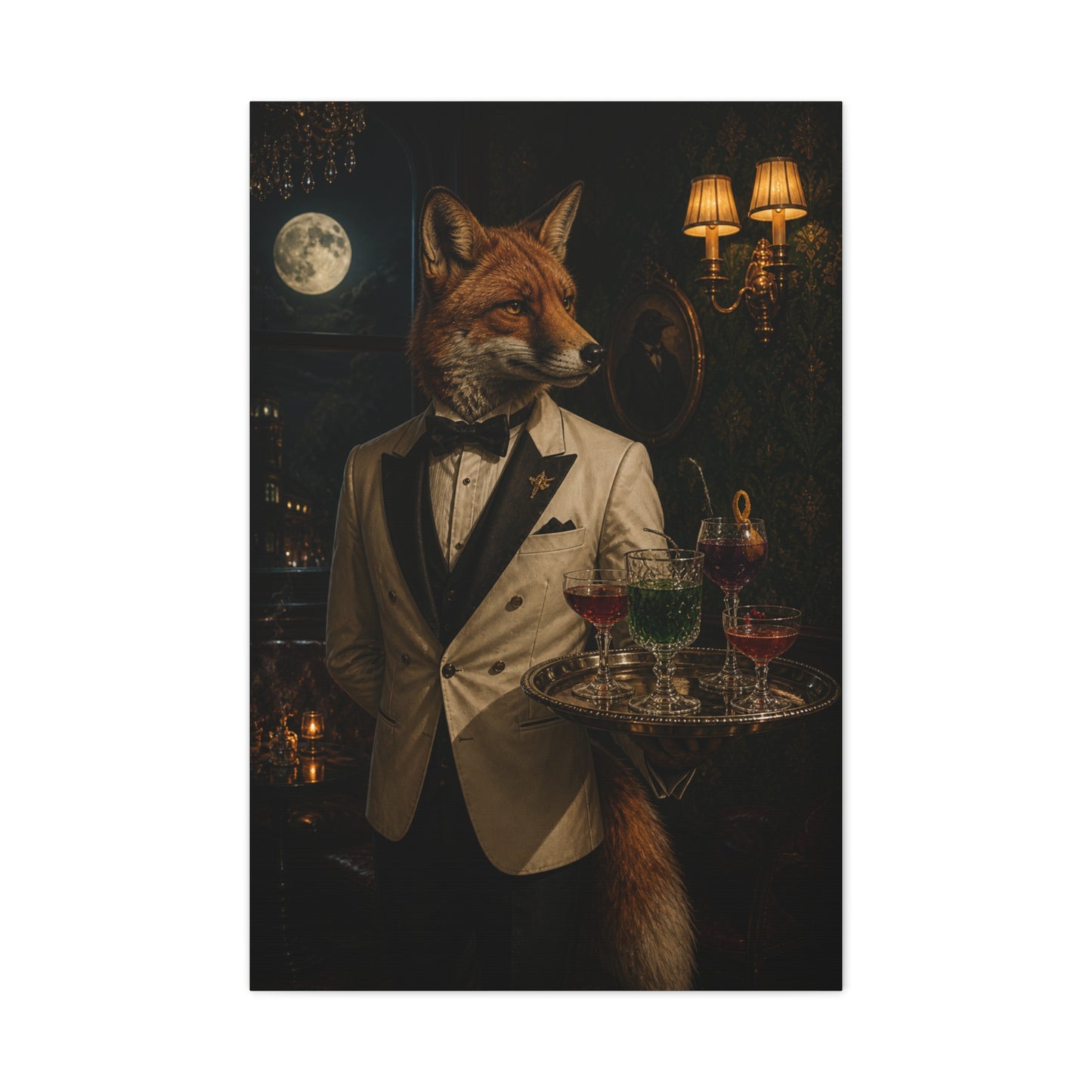Fox Cocktail Waiter Speakeasy Wall Art & Canvas Print