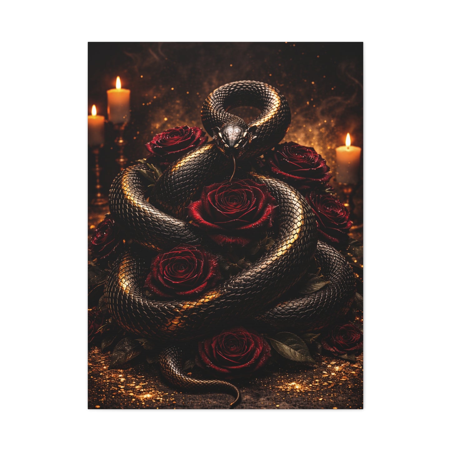 Black Serpent Crimson Rose Gold Wall Art & Canvas Print