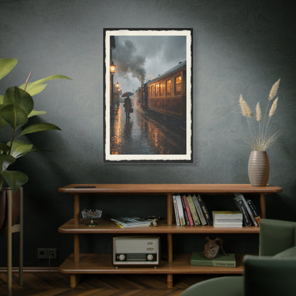 Rainy Train Platform Nostalgia Scene Wall Art & Canvas Print