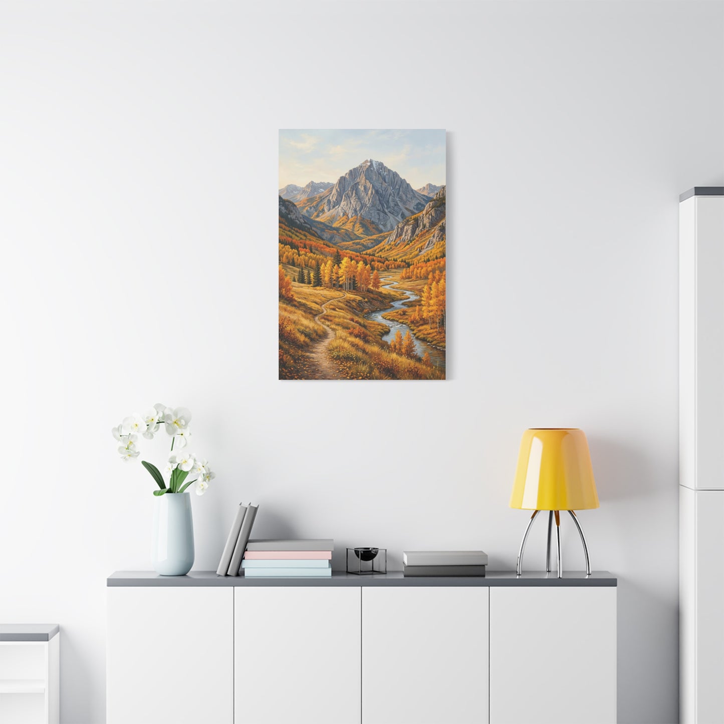 Autumn Aspen River Valley Wall Art & Canvas Print