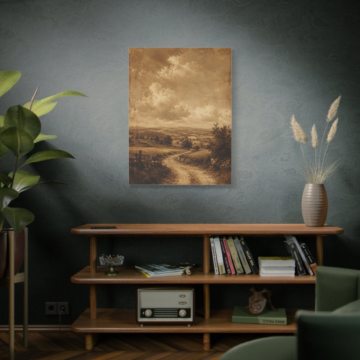 Sepia Countryside Path Panorama Wall Art & Canvas Print