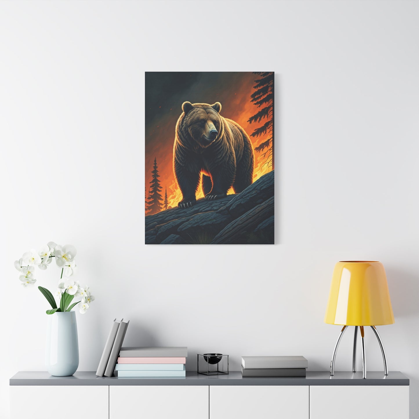Majestic Bear in Fiery Wilderness Wall Art & Canvas Prints
