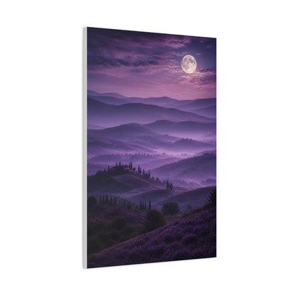 Moonlit Violet Hills Landscape Wall Art & Canvas Print