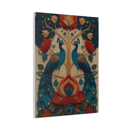 Folk Peacock Tree of Life Wall Art & Canvas Print