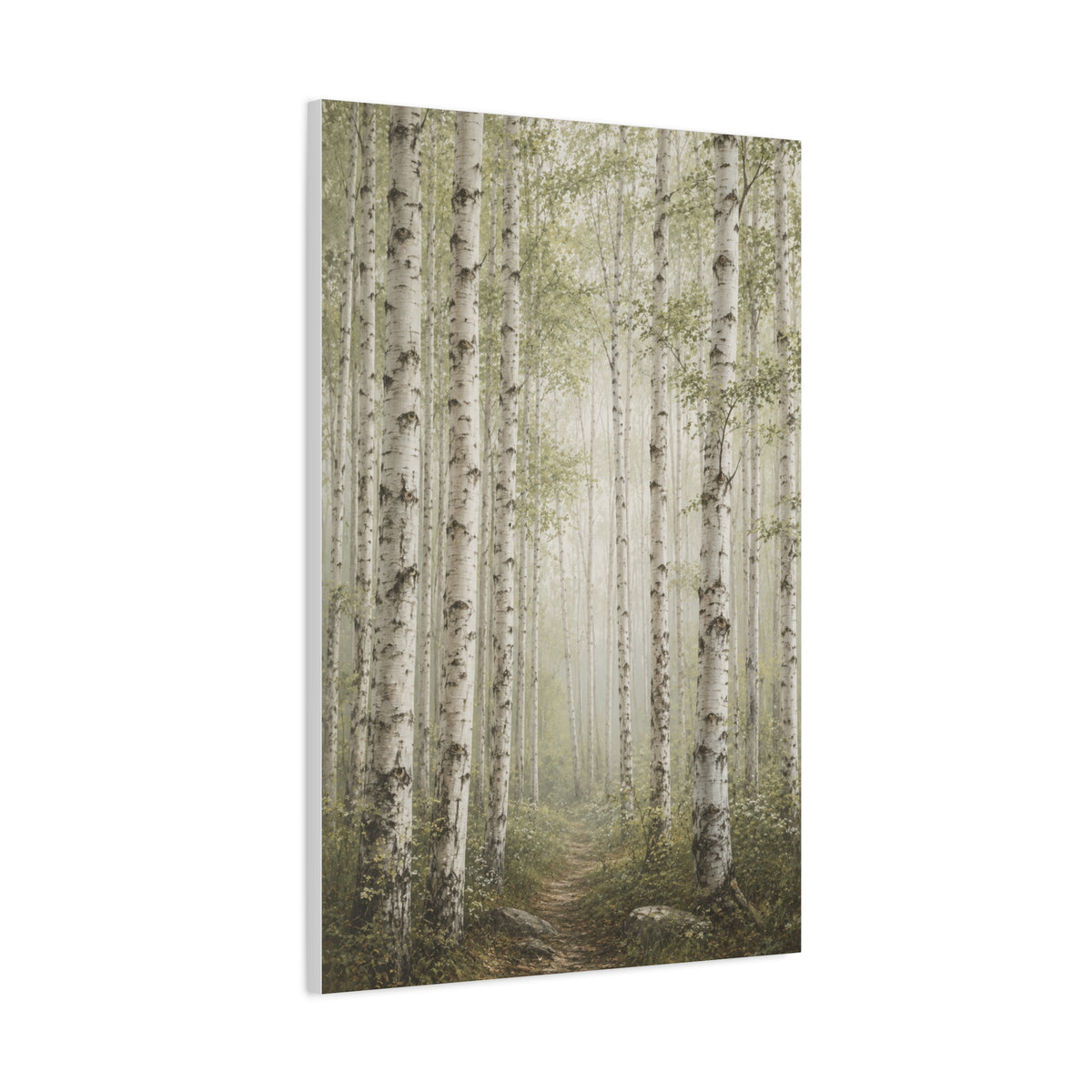 Light Birch Woodland Minimal Landscape Trees Wall Art & Canvas Print
